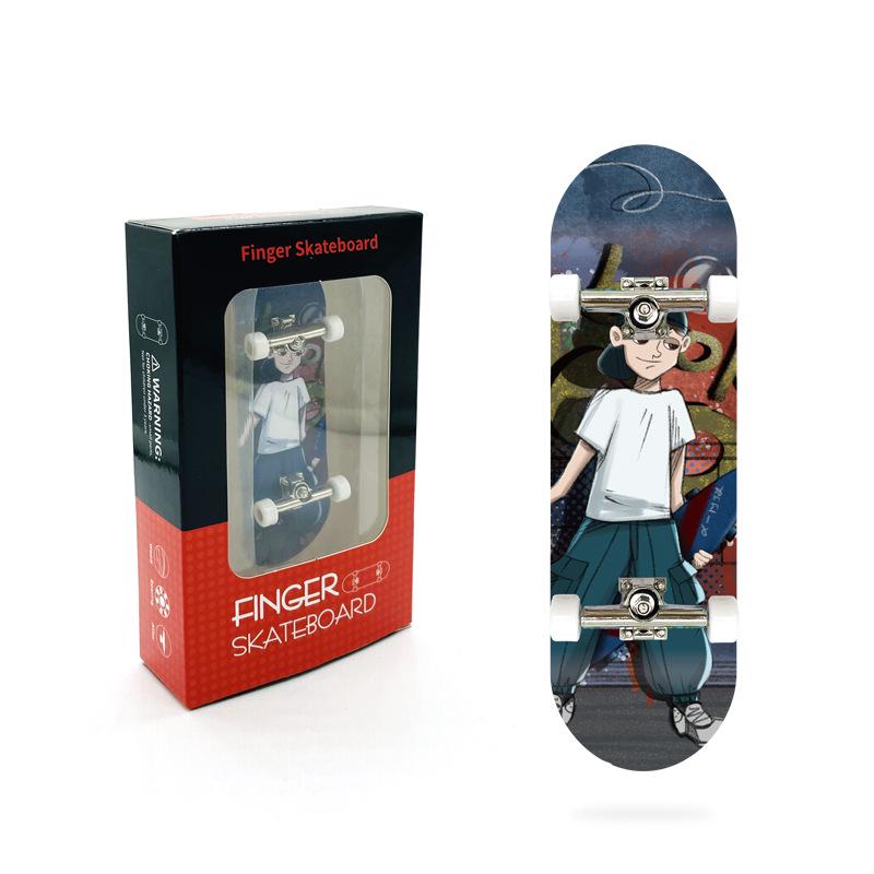 Maple Finger Skateboard with Bearings and Wheels - Mini Double Rocker Board for Kids' Creative Play