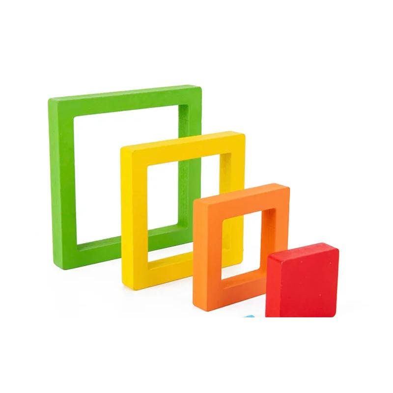 Wooden Toys DIY Assembled Rainbow Building Blocks Set Children Montessori Early Learning Stacked Balance Educational Toys