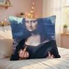 Mona Lisa Funny Abstract Cushion Cover Silky Short Plush Invisible Zipper Dustproof Sofa Pillow Case For Home Decor