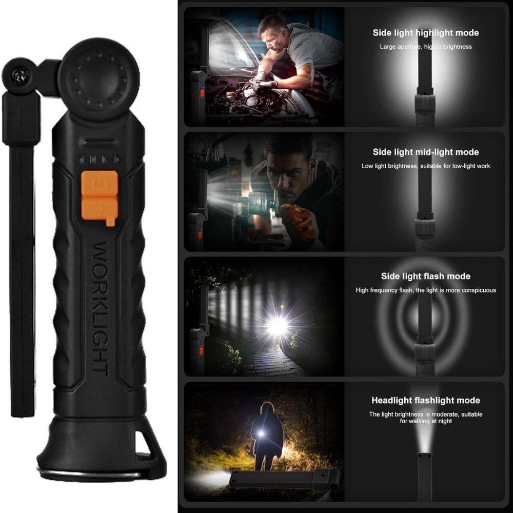 Homlly Portable Magnetic Rechargeable LED Flash Light Torch Lamp with 360 Degrees Rotate