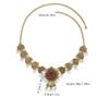 Bohemian Exotic Rhinestone Tassel Necklace & Earrings Set In Antiqued Alloy