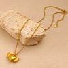 Korean Wing Heart Pendant Necklace, 18K Gold Stainless Steel Clavicle Chain, Trendy Internet Celebrity Style Jewelry