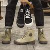 Men Canvas Shoes Fashion High Top Boots Outdoor Comfortable Jungle Mountaineering Wide Bottom Platform Boot Hiking Outdoor Shoes