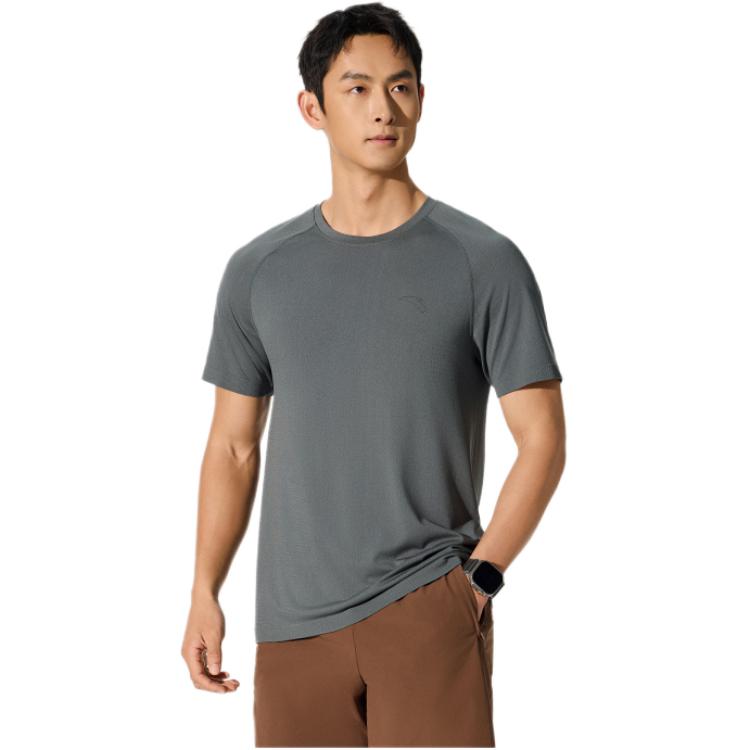 Anta Comfortable Solid Color Casual Simple Versatile Sports Quick-Dry Thin Short Sleeve T-Shirt Men Tops Journey-Green 152525108-2