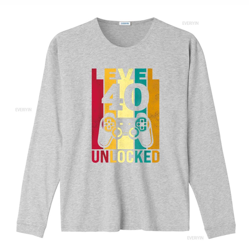 Funny Level 40 Unlocked Him Men BDay Turning 40th Birthday T Shirt vintage Washed Stylish fashion Unisex Comfortable homme