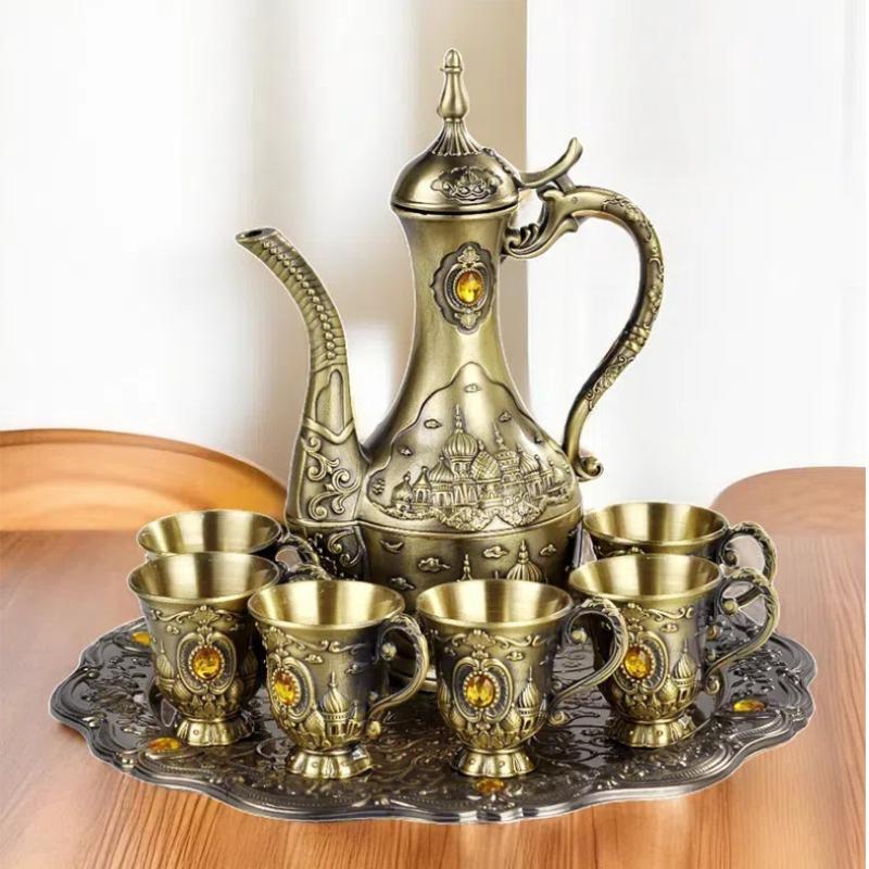 LISM Retro Bronze Castle 8-Piece Liquor Cup Set