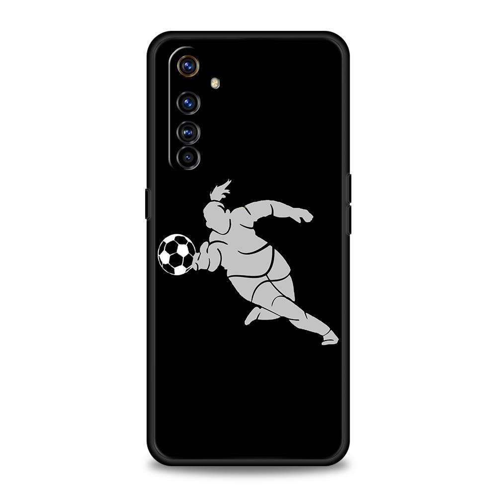 Football Player Soccer Art Phone Case For Realme 12 11 10 6 7 9 Pro Plus 8 5G C35 8i 9i GT2 GT3 GT5 GT Neo 2 3 5 Black Cover
