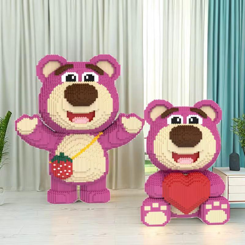 50cm Cute Giant Huge Strawberry Bear Blocks Assembly Toy Pet Block Kids Gifts Model Ornaments Home Decoration Toys Kid Friendly Entertaining Fun Play
