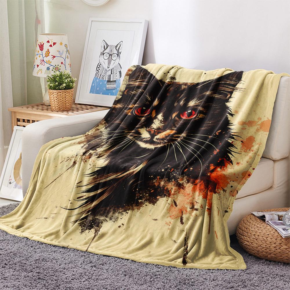 Vintage Art Cats Print Flannel Blanket, High quality Comfortable for All Seasons, Home Decor, Warmth and Comfort