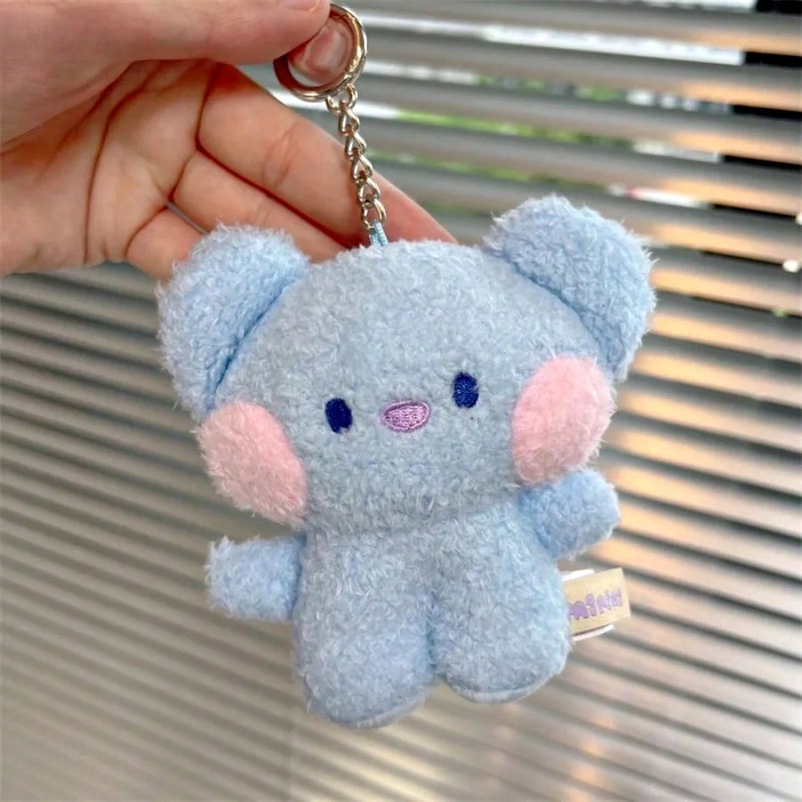 LINE FRIENDS BT21 Anime, Kpop, and Cartoon-themed 8cm Mini Animal COOKY RJ TATA Plush Keychain and Backpack Charm
