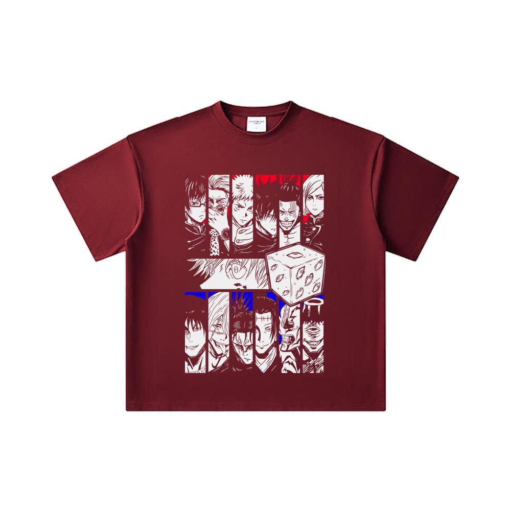 260 GSM Double Yarn 32 Count 100% Cotton Jujutsu Kaisen V39 Print Unisex Heavy Cotton T Shirt