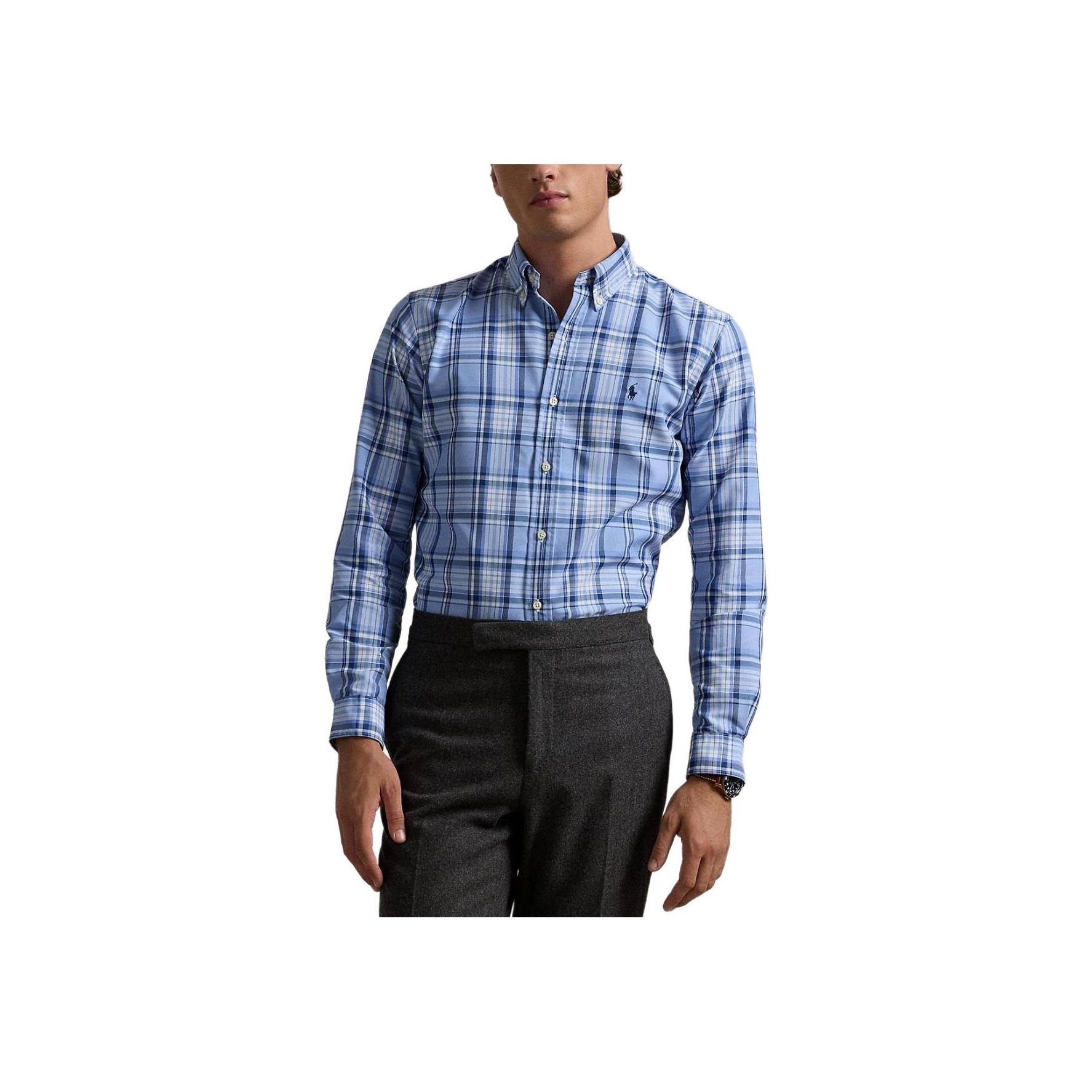 

Рубашка мужская Polo Ralph Lauren в клетку с вышивкой логотипа, на пуговицах, с длинным рукавом, синяя 71095177-401 XS