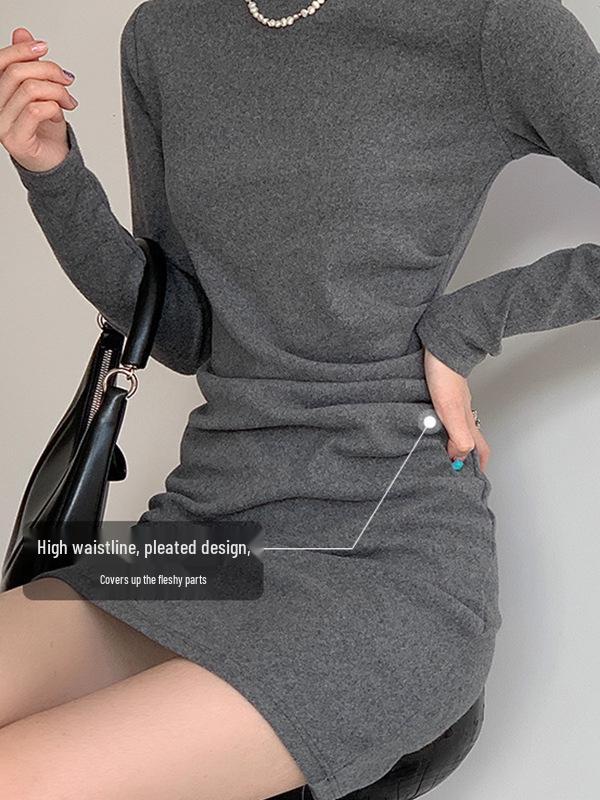 Women's Knitted Velvet Dress - Autumn/Winter, Thick, Luxurious, Short Skirt, Ideal as a Base Layer