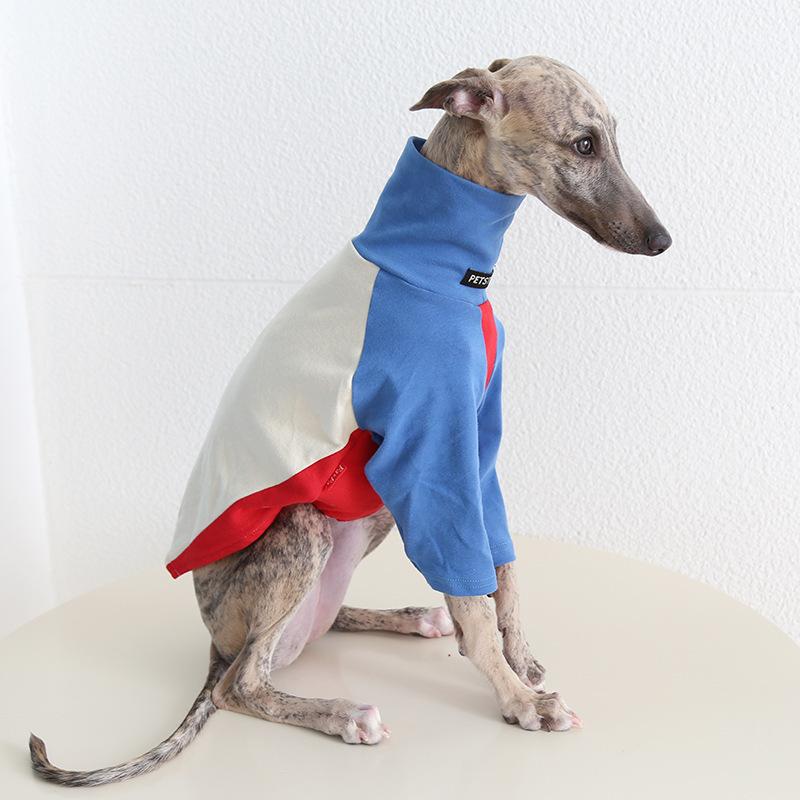 XS-2XL Frühling Weiche Baumwolle Hund Rollkragenpullover für Whippet & Greyhound 2-beinige Haustierkleidung Hemden Bodysuit