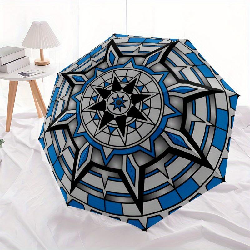 1pc Mandala Artwork Automatic Folding Umbrella, Portable & Foldable Design with 8 Ribs, Casual Outdoor Accessory Halloween and Christmas Gif