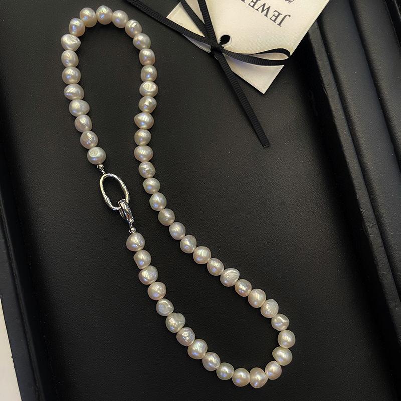 Summer Versatile Irregular Baroque Necklace Women's 11k Gold Injection Natural Freshwater Pearl Pendant Clavicle ins