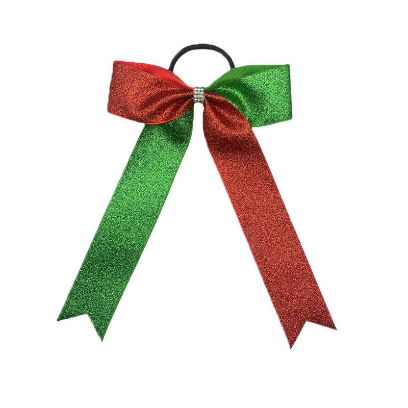 

New Glitter Bow Hair Tie: Festive European & American Style for Kids зелений/червоний