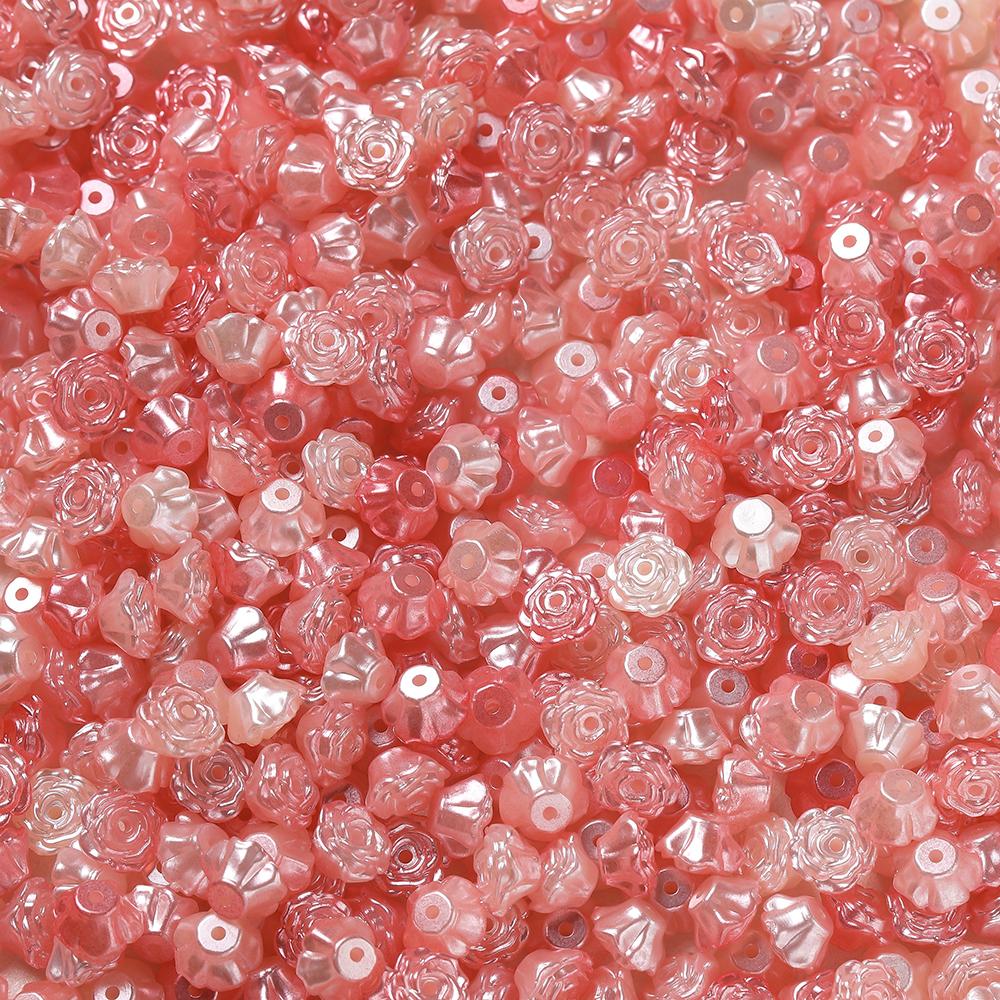 

100pcs 8×8mm Gradient Acrylic Flower Bead Two-color Spacer Beads for DIY Bracelets Earring Necklaces Jewelry Making Findings червоний