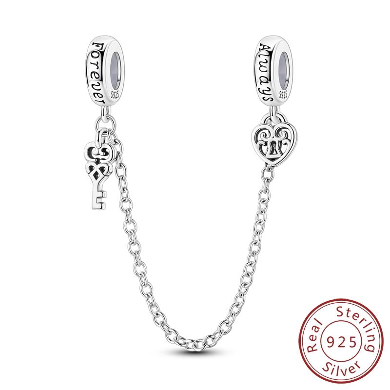 New Original Safety Chain Clasp Clip Charm Bead Copper Heart Bow Star Moon Fit Bracelet Diy Woman Girl Jewelry Gift