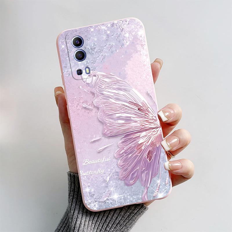For Vivo Y72 5G Y52 5G Y75s 5G Phone Mask Back Cover 2024 Fashion Butterfly Astronaut Coque Capas For Vivo V2041 2053 Soft Case