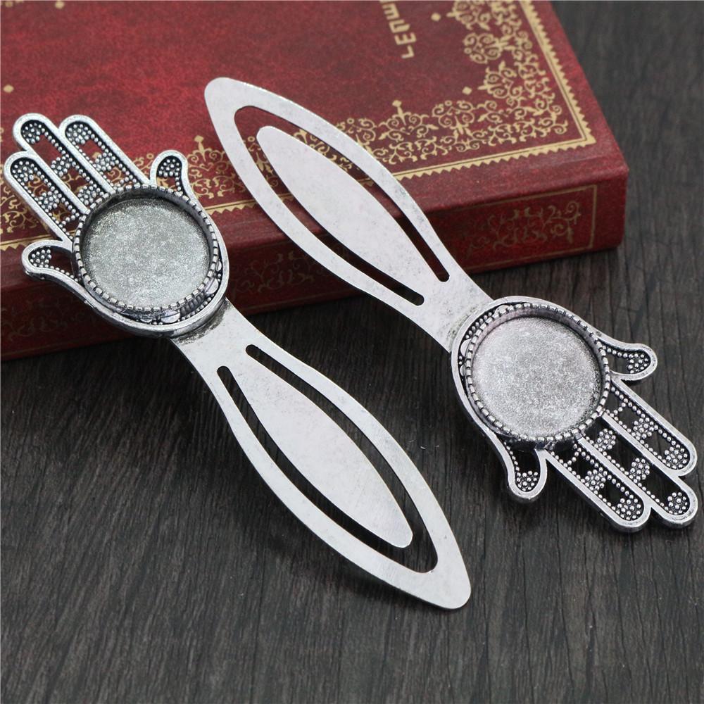 Neue Mode 2 Stück 18mm Innenmaß Antik Silber Plated und Bronze Vintage Stil Handgemacht Lesezeichen Cabochon Basis Cameo Fassung