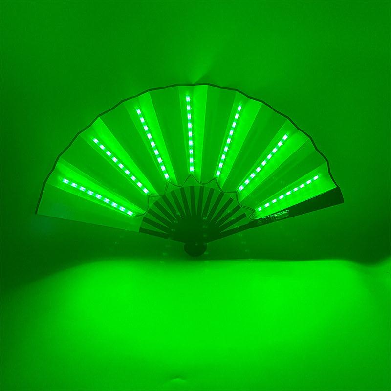 Foldable Hand Fan With Led Light Glowing Fluorescent Discoloration Fan For Night Performance Dj Bar Club Room Party Decoration