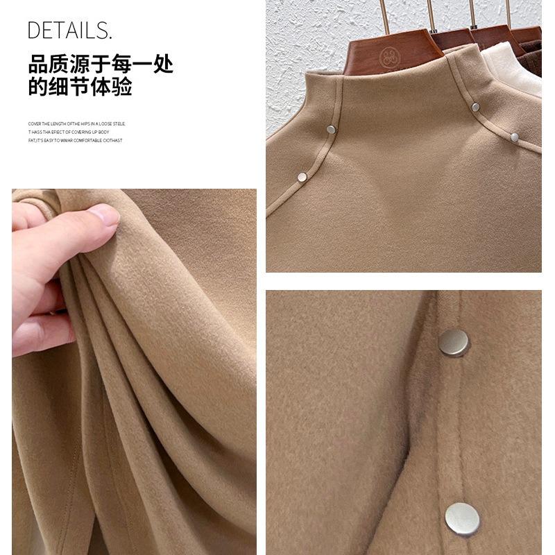 Double-sided German velvet semi-turtleneck bottoming shirt for women's autumn and winter models with velvet thickened warm long-sleeved top