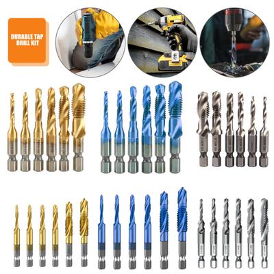 6Pcs Combination Drill Tap Bit Set High Durability Rustproof Spiral Design Wide Application Tapping Bit Tools for Drilling Threading