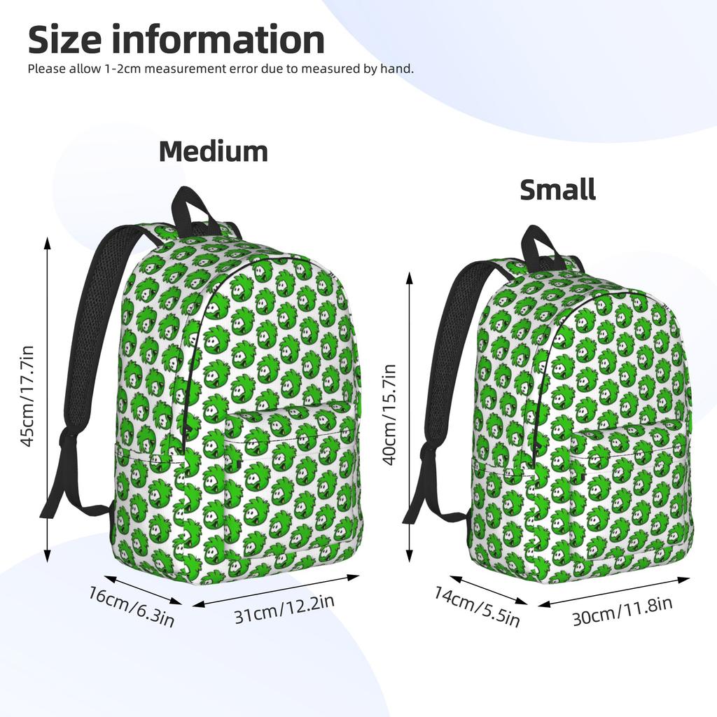Green Puffle Fashion Backpack with Pocket Student Hiking Travel -Intro Daypack for Men Women Laptop Shoulder Bag