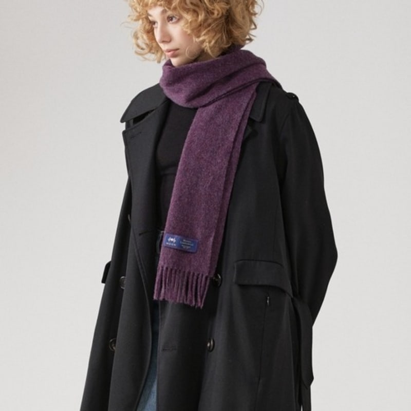 ABRAHAM MOON Merino Wool Muffler 25cm - Purple Heather