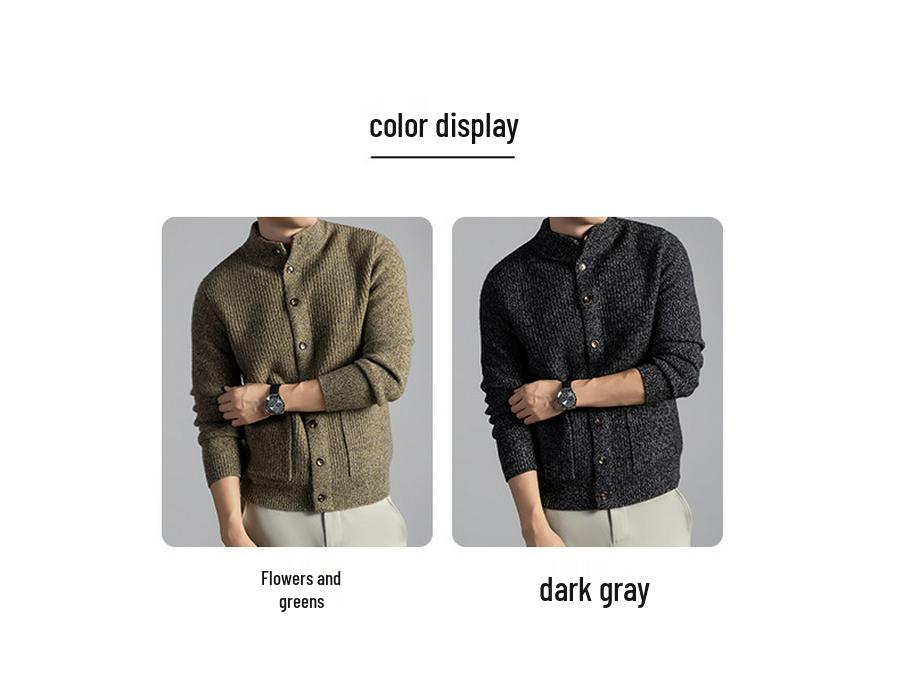 Winter 2025 Koreanischer Stil Dicker Woll-Herren-Cardigan
