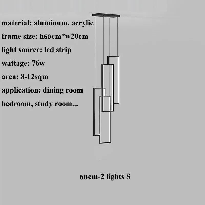 Modern Minimalist Staircase Chandelier Geometric Rectangular LED Chandelier Nordic Luxury Duplex Attic Lighting Home Appliance