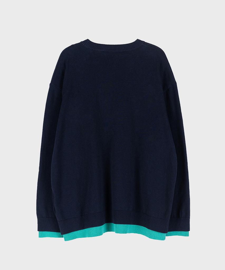 PREF Navy Reversible Cotton Sweater