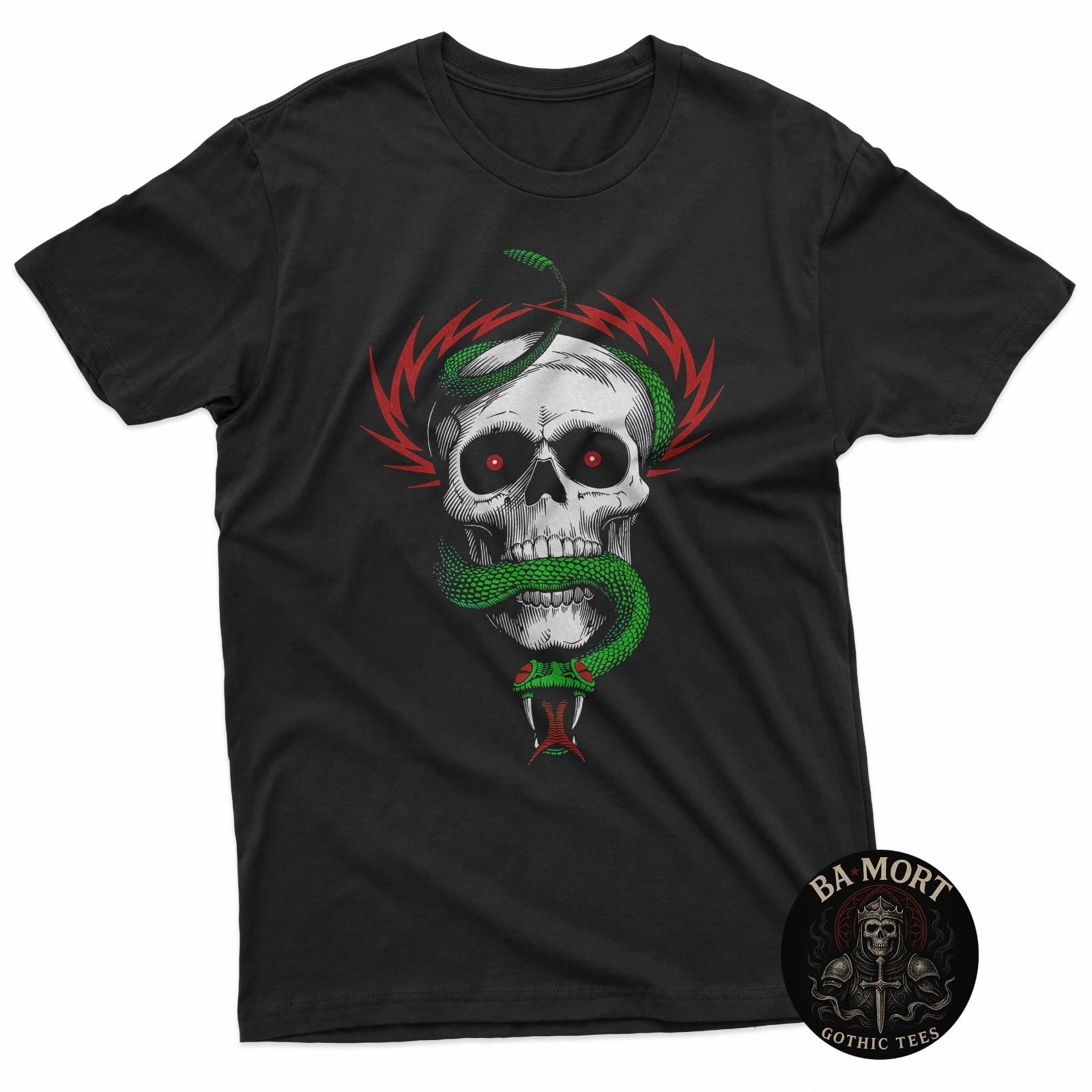 Green Snake Poison Skull Gothic T-Shirt S