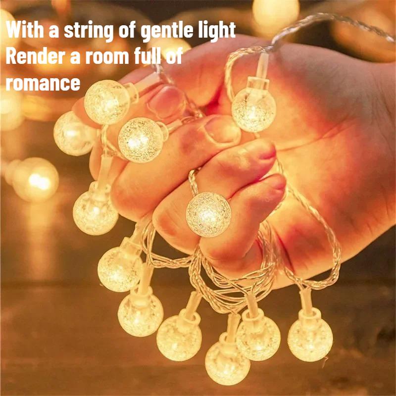 LED Crystal Ball & Small Round Ball String Lights Waterproof Fairy String Lights Decorations for Indoor Party Wedding Christmas Tree Patio Decor