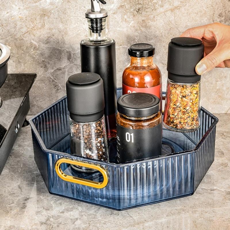 Turntable Storage Box Portable Fruit Basket Suitable for Cabinets Storerooms Kitchen Countertops Refrigerator Offices
