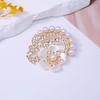 Shinning Crystal Rhinestone Flower Brooch Pearl-Set Alloy Vintage Style Pearl Flower Brooch Diamond Alloy Floral Brooch