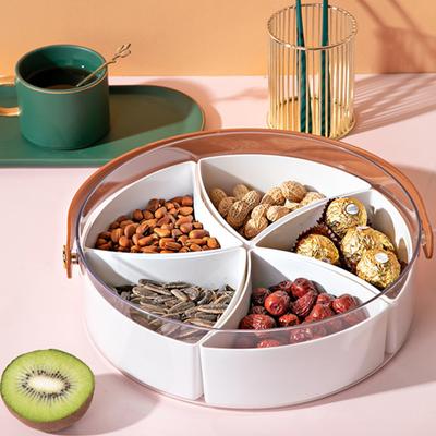 Fruit Plate Compartment with Transparent Lid Grip Handle Large Capacity Easy To Clean Snack Storage Container