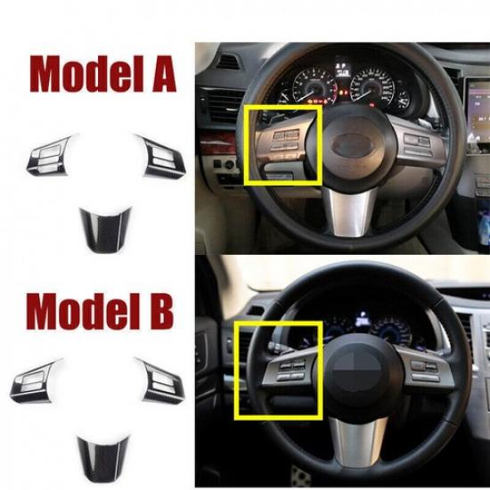 3PCS Carbon fiber Steering wheel button trim For Subaru outback Legacy 2010-2014