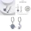 Sparkling Blue Zircon Hoop Earrings Pave U Shape Star Devil Eyes Circle S925 Drop Earring Fit Original Party Jewelry