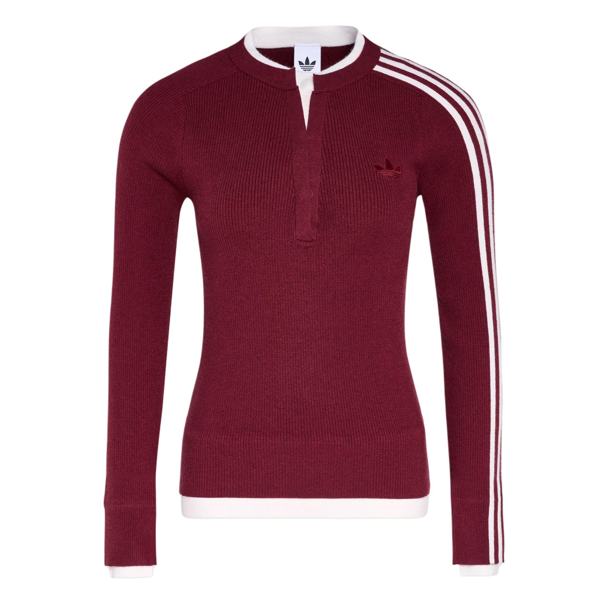 Adidas Originals FW25 Premium 3S Button Slim Fit Striped Cashmere Sweater Women sweater KS5332 M