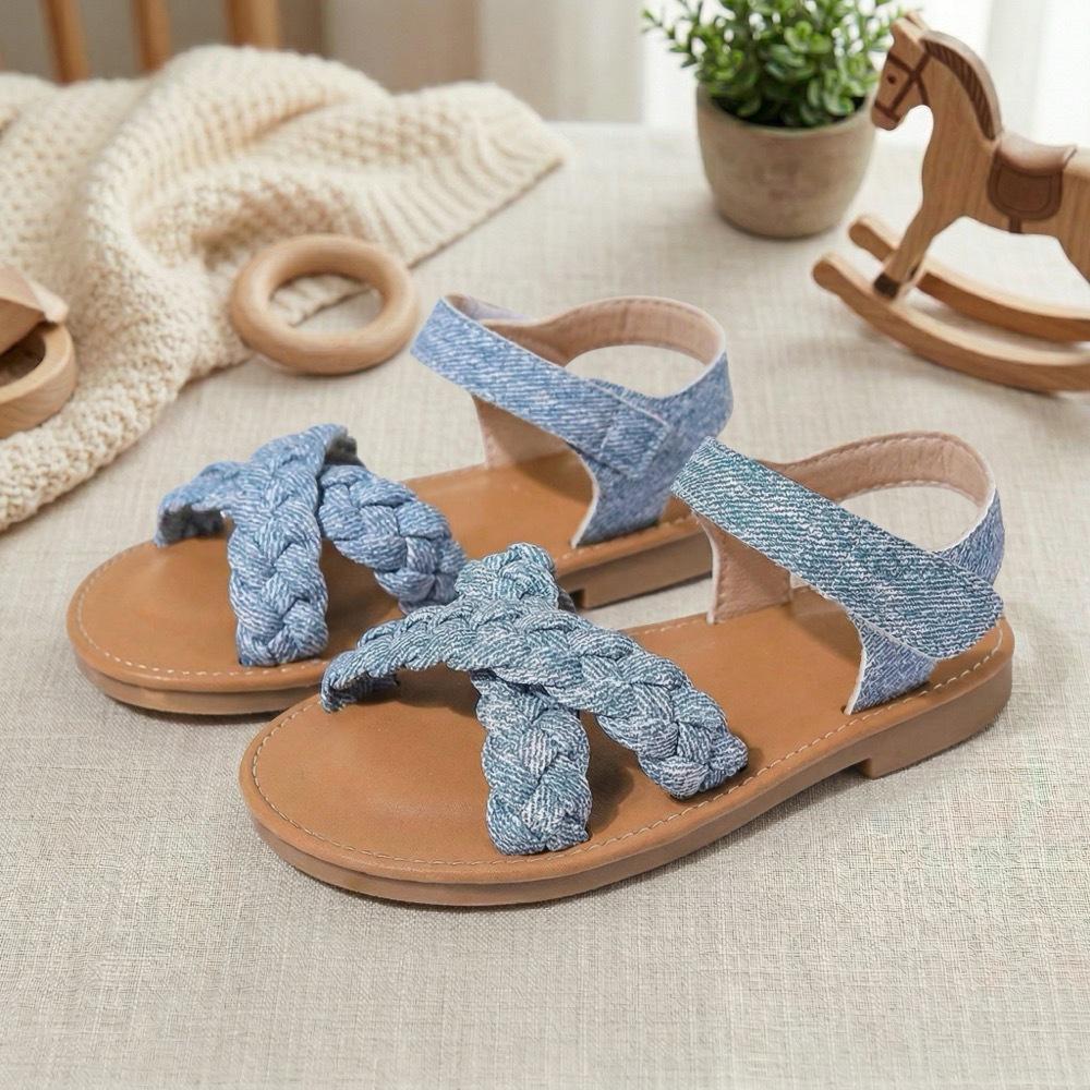 Toddler Girls  Non-Slip Princess Cross Strap Woven Beach Shoes 20