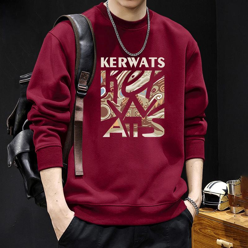 Men's American-Style Round Neck Sweatshirt, Loose Fit, Heavyweight Long Sleeve for Spring and Autumn, Trendy High-Quality Jacket