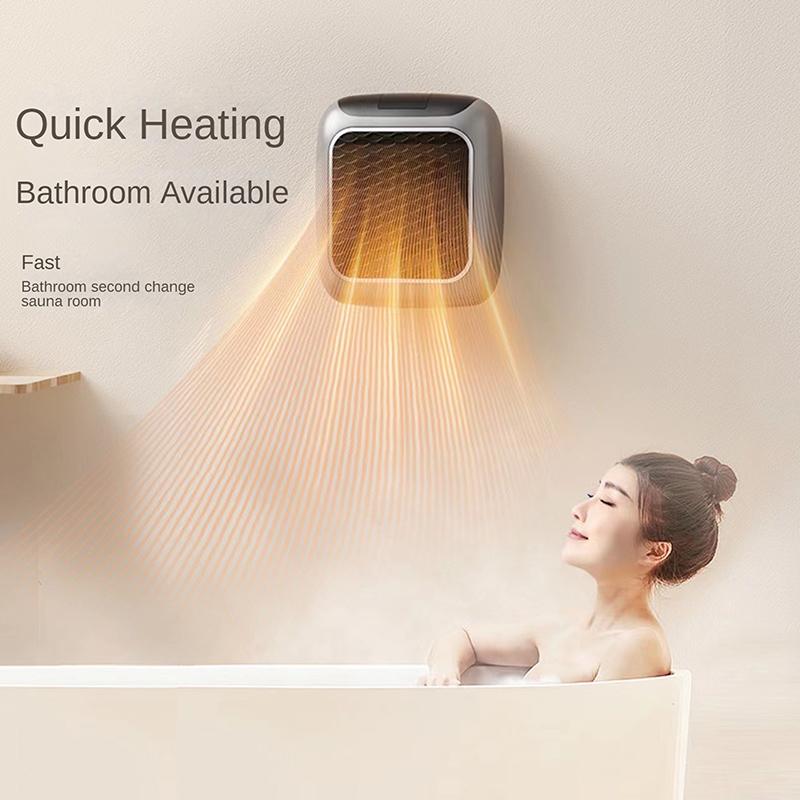 800W Mini-Heizlüfter für Zuhause Kleines Badezimmer Heizlüfter Wandmontiert PTC Keramik Elektroheizer Mit Fernbedienung
