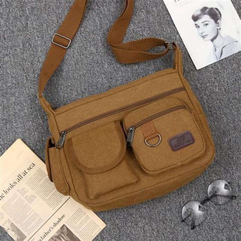 Business Postman Canvas Bag British Retro Shoulder Bag Large Capacity Multi-pocket Messenger Bag Leisure Travel Crossbody Bag