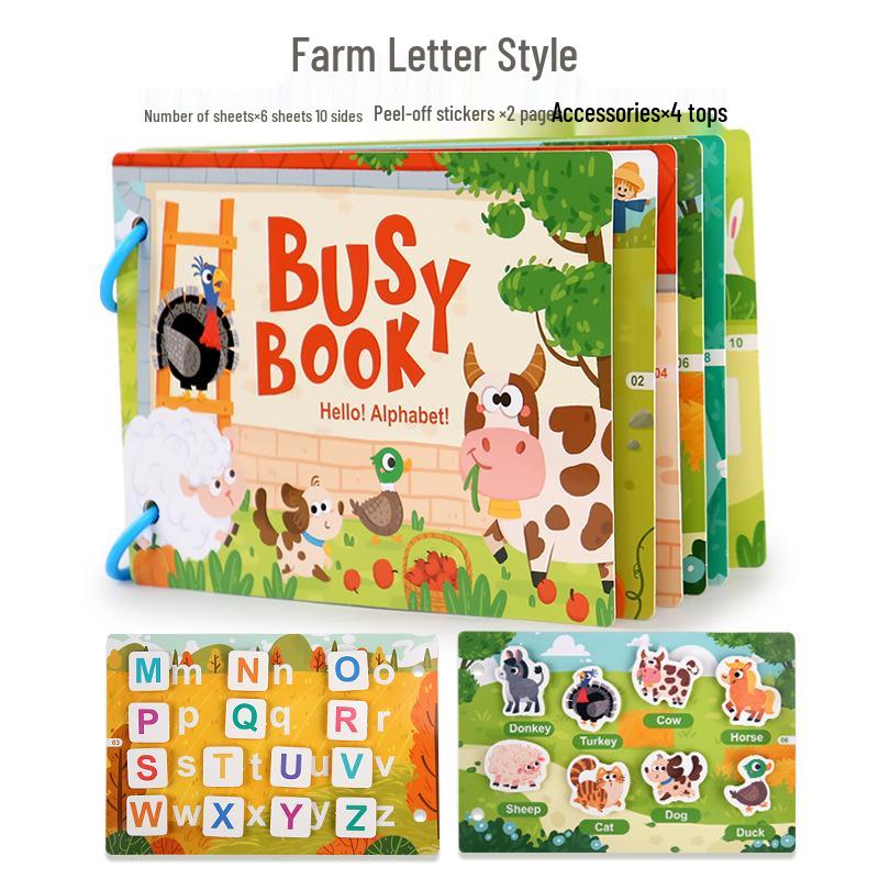 Children's Educational Busy Book Set: Cartoon Sticker and Flap Pack for Early Learning