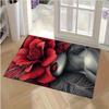 1PC Soft Polyester Rectangular Carpet with Red Rose and Woman Design, Washable for Living Room, Outdoor, Patio, Kitchen, Bedroom