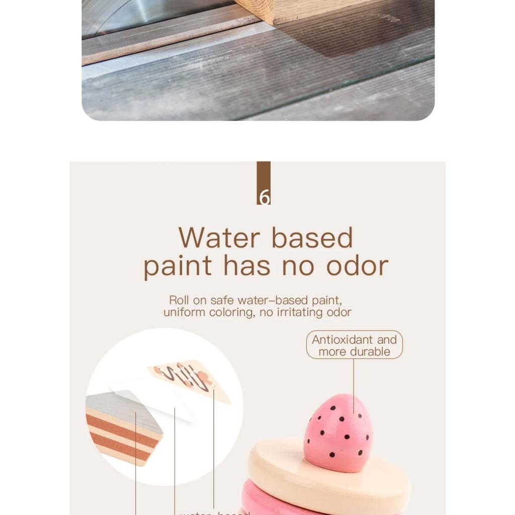 Wooden Double-Layer Dessert Stand Toy Set - Pink Bow Theme Children's Tea Party Pretend Play Toy Includes Cakes and Menu Cards