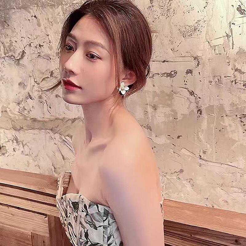 Roselle Dropped Glaze Flower Stud Earrings For Women Girl French Vintage  Wedding Romantic Jewelry Gifts