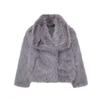 Women's Fall Winter Faux Fox Fur Jacket Fashionable Turn-down Collar Coat Luxurious Cozy Solid Color Overcoat